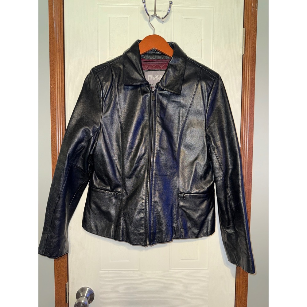 Wilsons Leather Black Thinsulate Ultra Insulated Jacket Size L Zip Front Coat